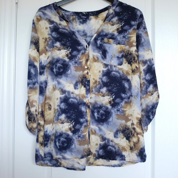 COPY - Reitmans abstract rolled sleeve blouse XXL - Picture 1 of 9